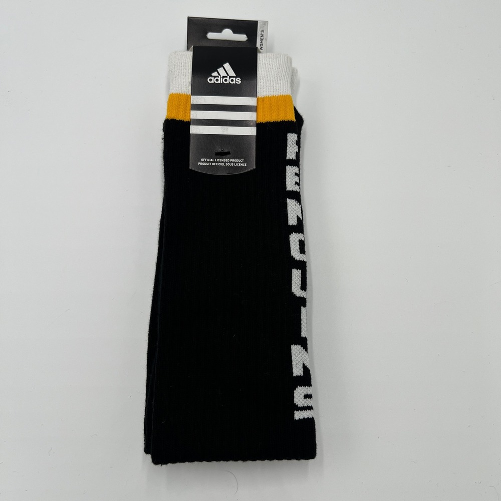 Adidas Pittsburgh Penguins Womens Crew Socks Black Gold White OSFA NEW